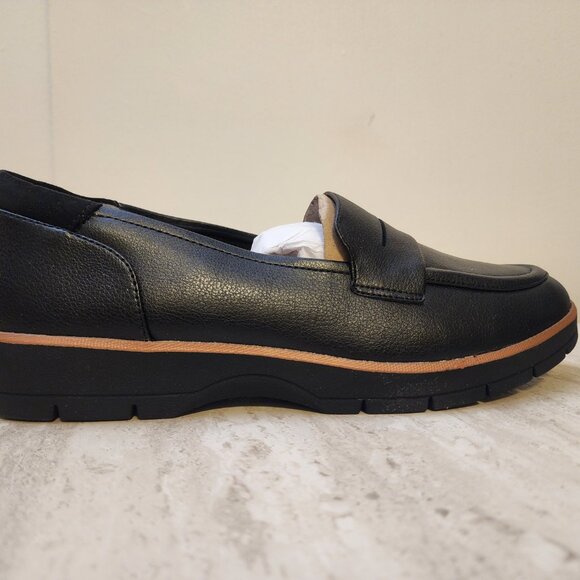 Dr. Scholls Nice Day Lug Sole Loafers BlackBlack Faux Leather 8M - b032 - Picture 3 of 9